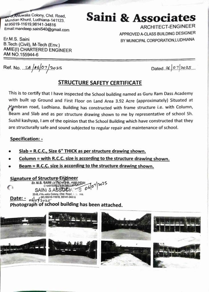 Structure Safety Certificate